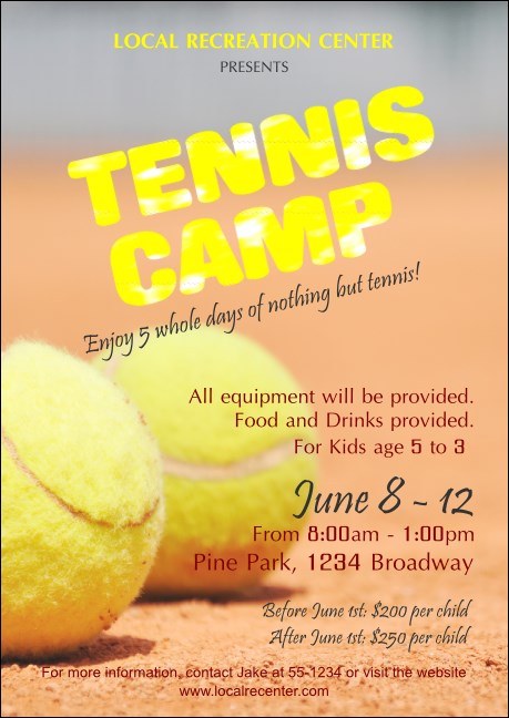 Tennis Camp Postcard Product Front