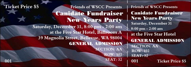 American Flag 005 Reserved Event Ticket Product Front