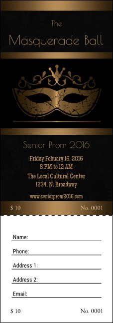 Masquerade Ball 3 Raffle Ticket