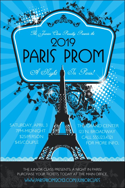 Paris Blue and Black Poster