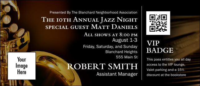 Jazz  VIP Event Badge Large Product Front