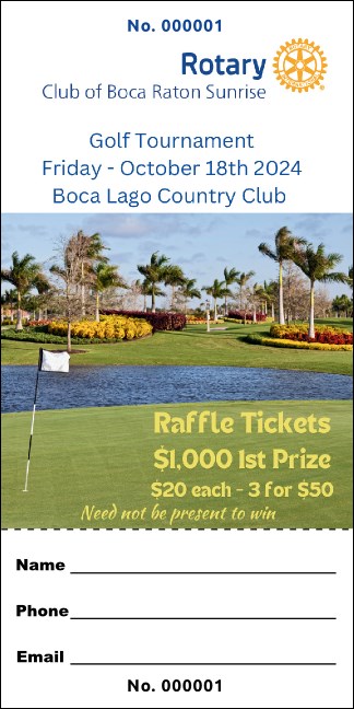 Rotary Golf Raffle Ticket Product Front