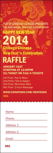 Chinese New Year Horse Raffle Ticket