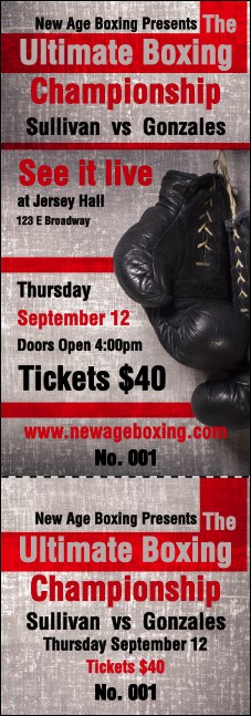 Boxing Gloves Event Ticket Product Front